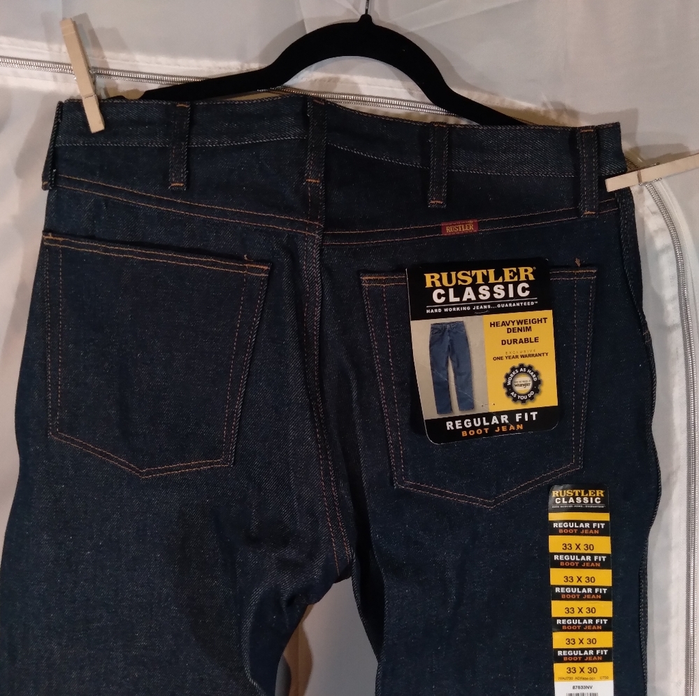 Rustler by Wrangler Raw Denim 33x30 (fits 34x30)